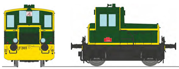 REE Modeles MB-147 - French Shunting Locomotive Class Y 2103 SNCF green 301, yellow front beam, yellow strip, black fram